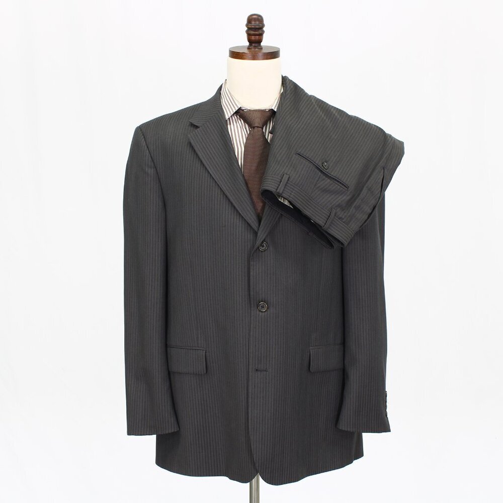 Pronto Uomo 48L 38x31 Brown Striped 3-Button Suit R482